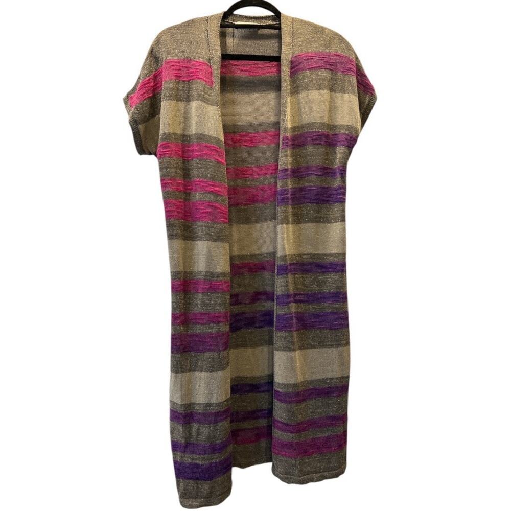 Per Una Italy M&S Cotton Linen Open Cardigan Sz S M Pink Beige Layering Capsule